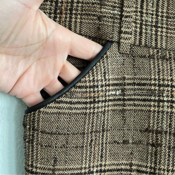 Alice + Olivia Brown Tweed Plaid Flared Leg Pants. Size 0 - Picture 6 of 11